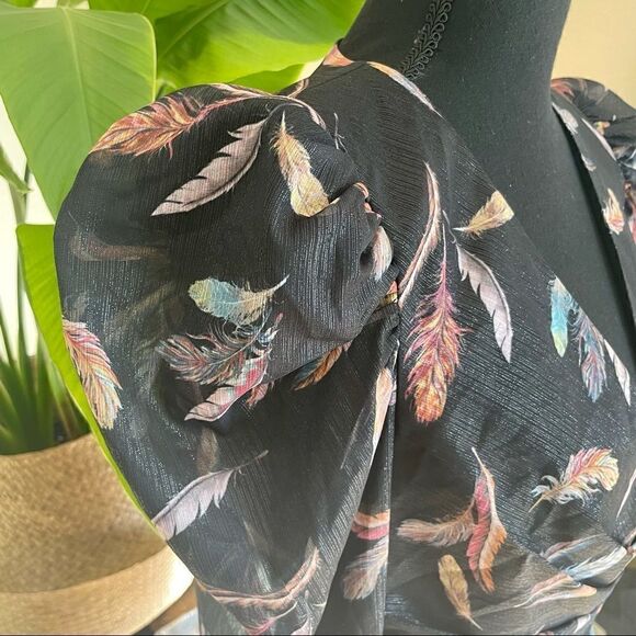 𝅺Rachel Zoe Sloane Feather Print Dress Size 6 - Picture 9 of 16